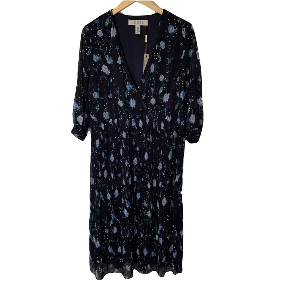 NWT Liquorish  Women’s  10  Black  Floral  Midi  Length  Faux Wrap  Dress Floral